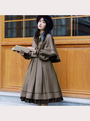 Lazy Adjudgment Lolita Style Dress OP + Cloak Set by Withpuji (WJ25)